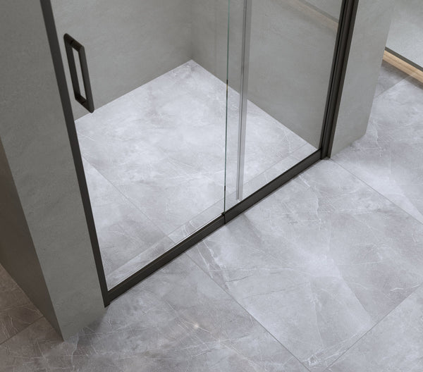 120 130Cm Wall To Sliding Glass Shower Door In Black Shower Doors