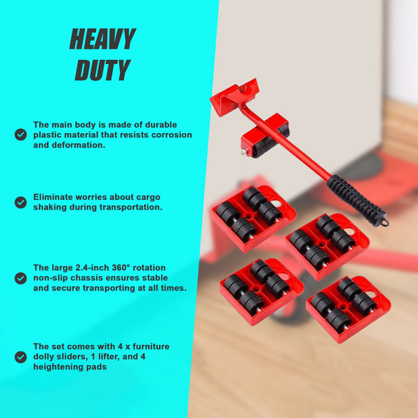 4 X All Purpose Dolly Plastic Heavy Duty Furniture Mover Slider Set Workshop Dollies