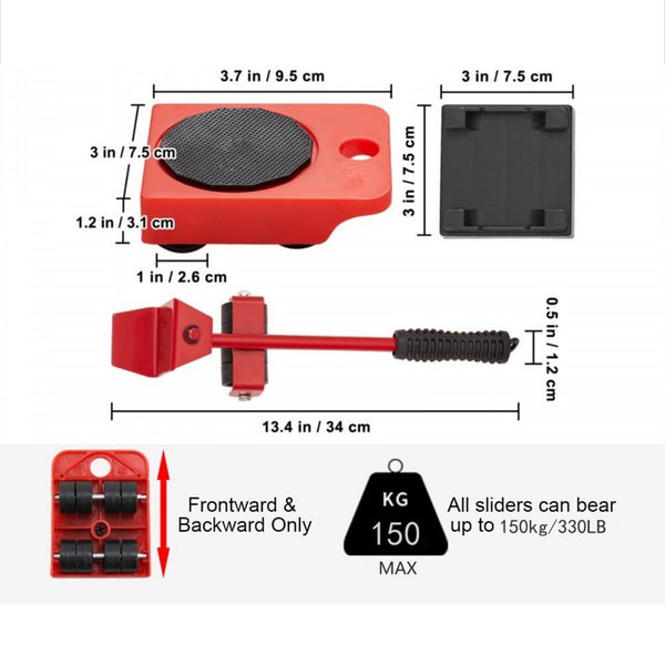 4 X All Purpose Dolly Plastic Heavy Duty Furniture Mover Slider Set Workshop Dollies