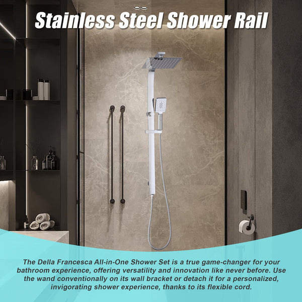 Wels 10" Rain Shower Head Set Square Dual Heads High Pressure With Handheld In Chrome Shower Heads & Combos