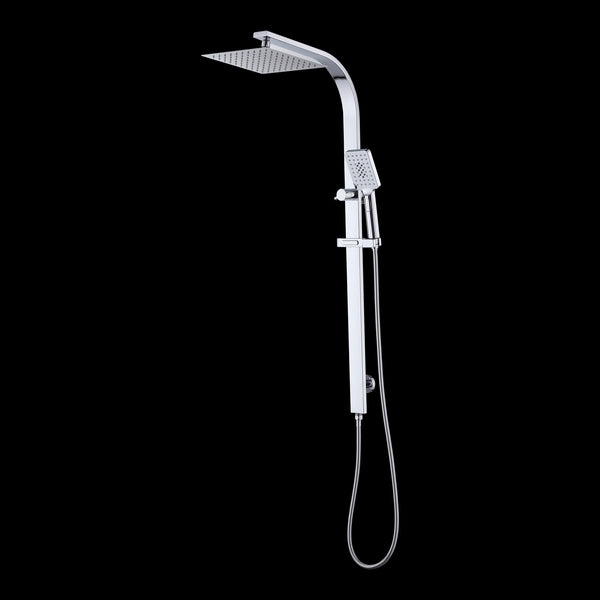 Wels 10" Rain Shower Head Set Square Dual Heads High Pressure With Handheld In Chrome Shower Heads & Combos