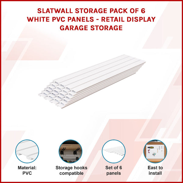 Slatwall Storage Pack Of 6 White Pvc Panels Retail Display Garage Shop Display Racks