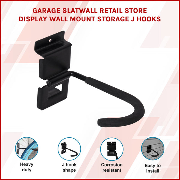 Garage Slatwall Retail Store Display Wall Mount Storage J Hooks Shop Display Racks