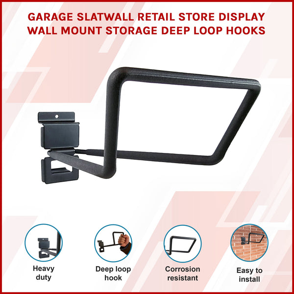 Garage Slatwall Retail Store Display Wall Mount Storage Deep Loop Hooks Shop Display Racks
