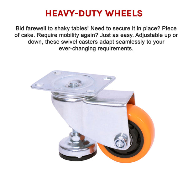 Leveling Casters Swivel Wheels Set Of 4 360 Kg Total Load Capacity Castor Wheels