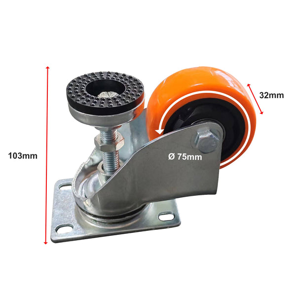 Leveling Casters Swivel Wheels Set Of 4 360 Kg Total Load Capacity Castor Wheels