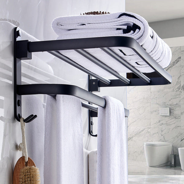 Towel Rack Folding Holder With Hook Accessories Wall Hanger Aluminium Bar Shelf Towel Racks