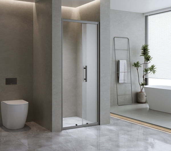 40Mm Contemporary Wall To Black Sliding Shower Screen 112 116Cm Shower Enclosures