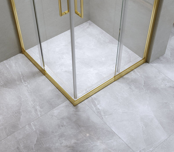 900X1000mm Double Sliding Door Glass Shower Screen In Gold Shower Enclosures
