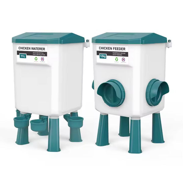 Chicken Feeder Water Food Treadle Poultry Feeding 12Kg Large Capacity 11L Backyard Poultry Feeders