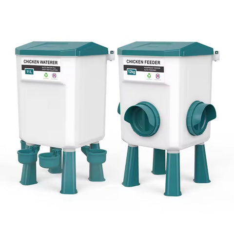 Chicken Feeder Water Food Treadle Poultry Feeding 12Kg Large Capacity 11L Backyard Poultry Feeders