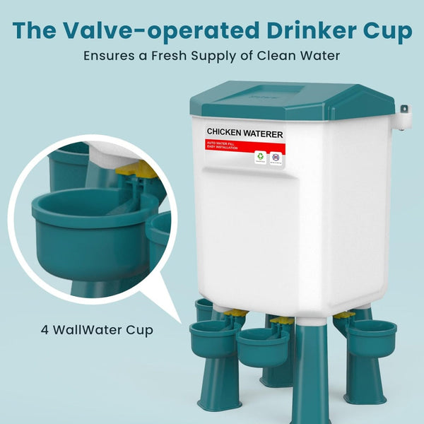 Chicken Feeder Water Food Treadle Poultry Feeding 12Kg Large Capacity 11L Backyard Poultry Feeders