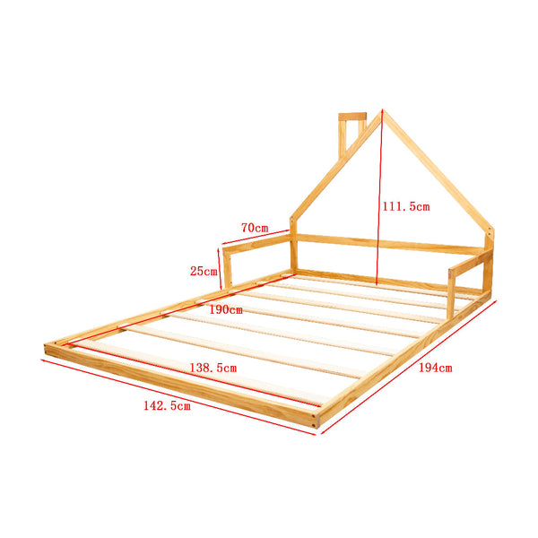 Pine Wood Floor Bed House Frame For Kids And Little Ones Single Bed Frames