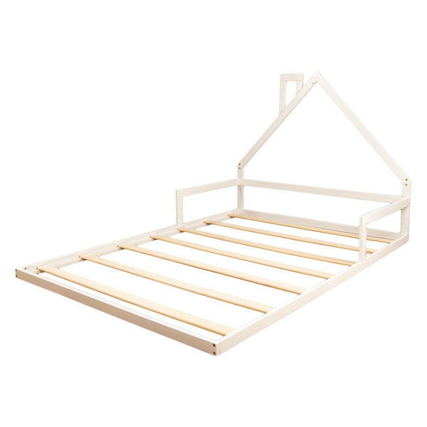 Pine Wood Floor Bed House Frame For Kids And Little One Single Bed Frames