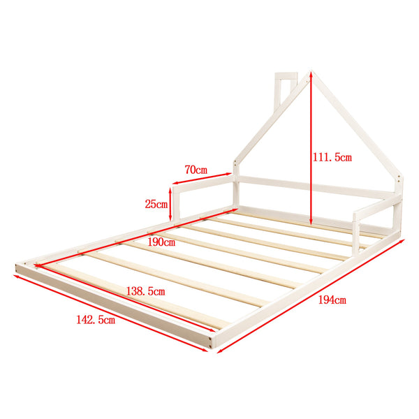 Pine Wood Floor Bed House Frame For Kids And Little One Single Bed Frames