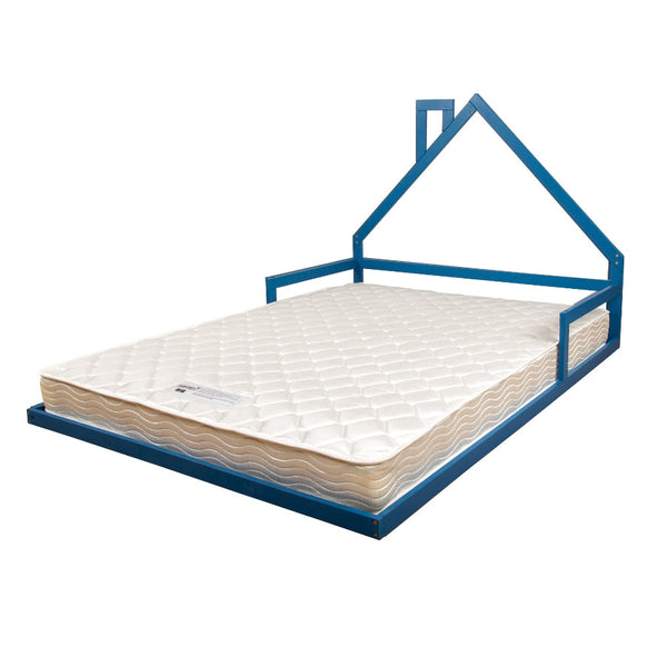 Pine Wood Floor Bed House Frame For Kids And Toddlers Blue Single Bed Frames