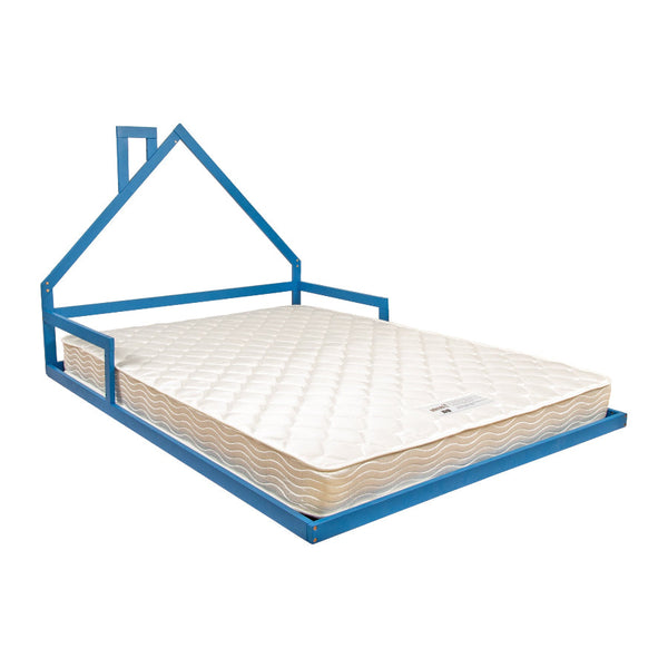 Pine Wood Floor Bed House Frame For Kids And Toddlers Blue Single Bed Frames