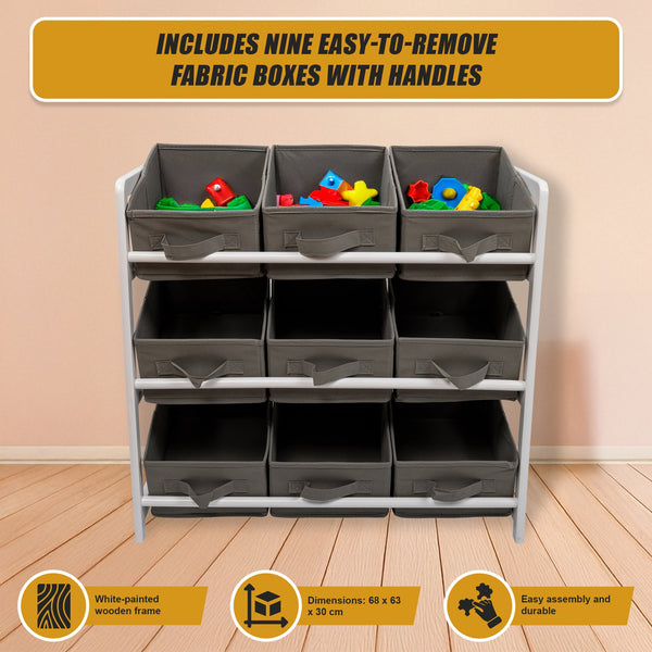 Toy Box Storage Unit Drawers Childrens Bedroom Shelf Little One Nursery Furniture Grey Toy Boxes