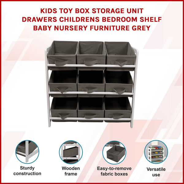 Toy Box Storage Unit Drawers Childrens Bedroom Shelf Little One Nursery Furniture Grey Toy Boxes