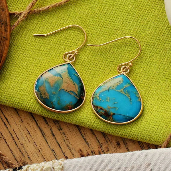 18K Gold Plated Natural Stone Earrings