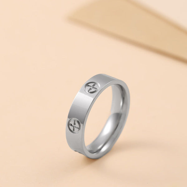 Veile Studios Cross Printed Metal Style Ring For Women Minimalist Design Fashion Jewellery Rings