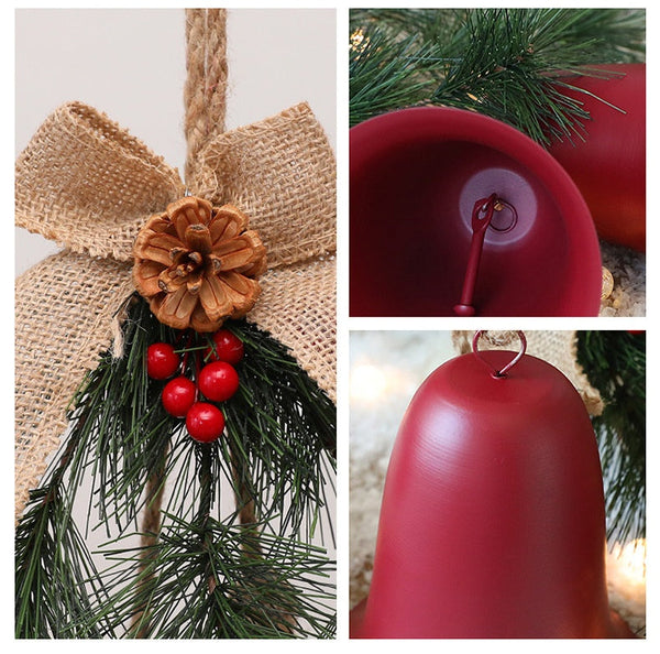 Christmas Bell Ornament Diy Indoor Door Window Wall Decoration Pine Needle Hanging Seasonal Decorations