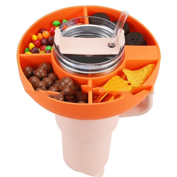 Silicone Snack For Cup 40 Oz Reusable Container Compartment Platters Bowl Holder Food Tray