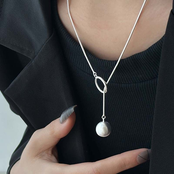Ins Round Ball Ring Long Necklace Fashion Personality Sweater Chain For Women Necklaces & Pendants