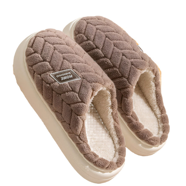 Non Slip Thick Soled Plush For Couples Winter Home Indoor Fleece Shoes Slippers