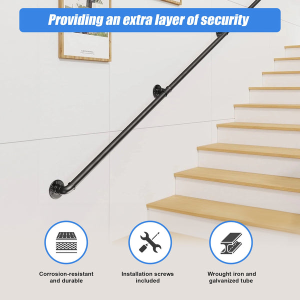 2M Handrail Stair Rail Grab Balustrade Staircase Banister + Installation Kit Staircase Kits