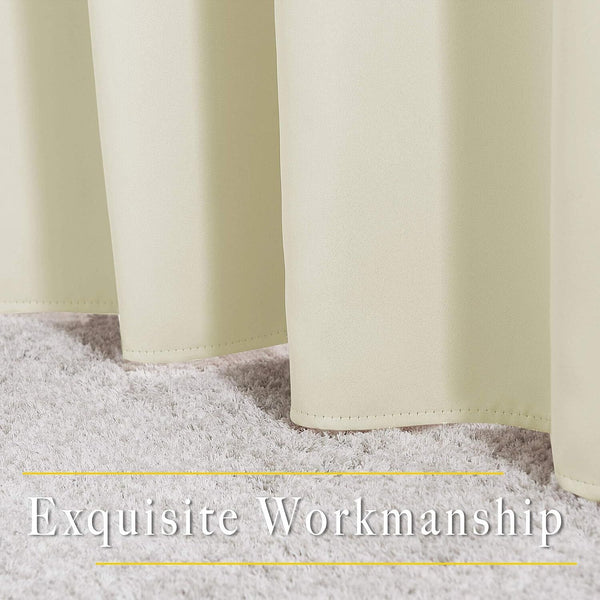 2X Blockout Curtains Blackout Window Draperies Pair Eyelet For Bedroom 132 160Cm Cream Curtains & Drapes