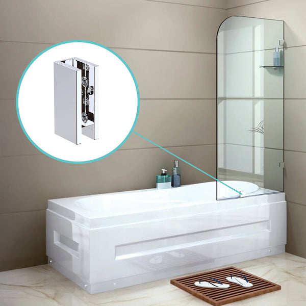 70Cm Frameless Glass Bath Screen With Brackets Chrome Shower Enclosures