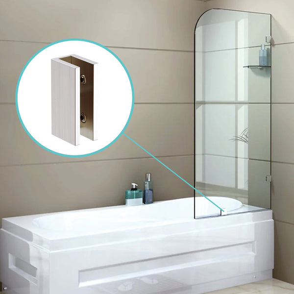 70Cm Frameless Glass Bath Screen With Brackets Nickel Shower Enclosures