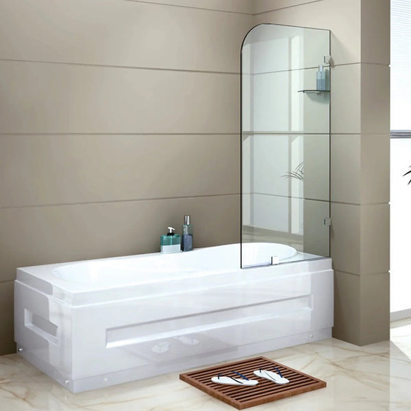70Cm Frameless Glass Bath Screen With Brackets Nickel Shower Enclosures