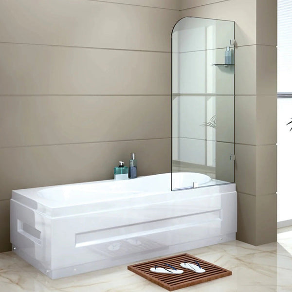 70Cm Frameless Glass Bath Screen With Brackets Gunmetal Shower Doors