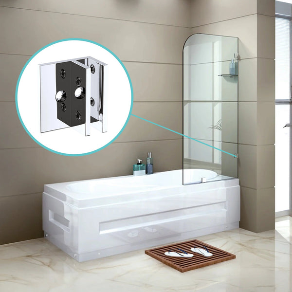 70Cm Frameless Glass Bath Screen With Brackets Chrome Shower Enclosures