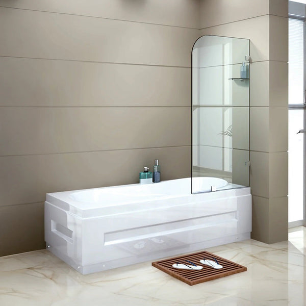 70Cm Frameless Glass Bath Screen With Brackets Chrome Shower Enclosures