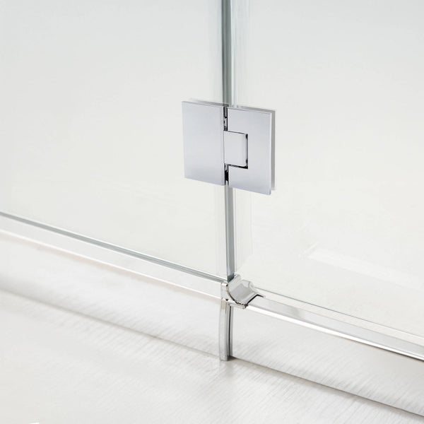 90Cm Frameless Glass Bath Screen With Stainless Steel Brackets Chrome Shower Doors