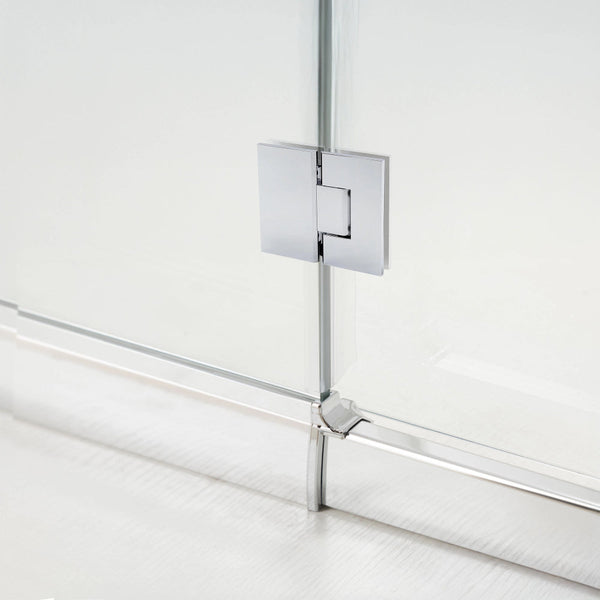 100Cm Frameless Glass Bath Screen With Stainless Steel Brackets Chrome Shower Doors