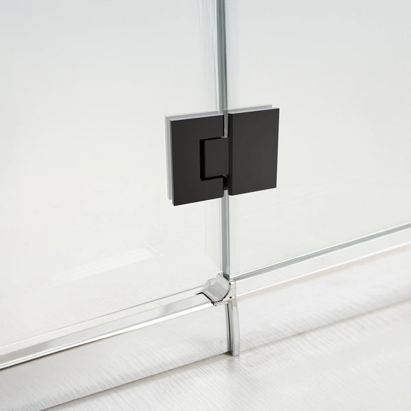 90Cm Frameless Glass Bath Screen With Stainless Steel Brackets Black Shower Enclosures