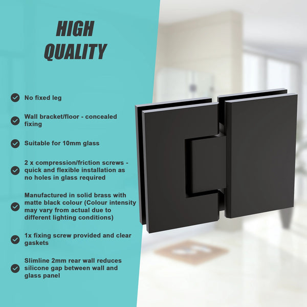 100Cm Frameless Glass Bath Screen With Stainless Steel Brackets Black Shower Enclosures