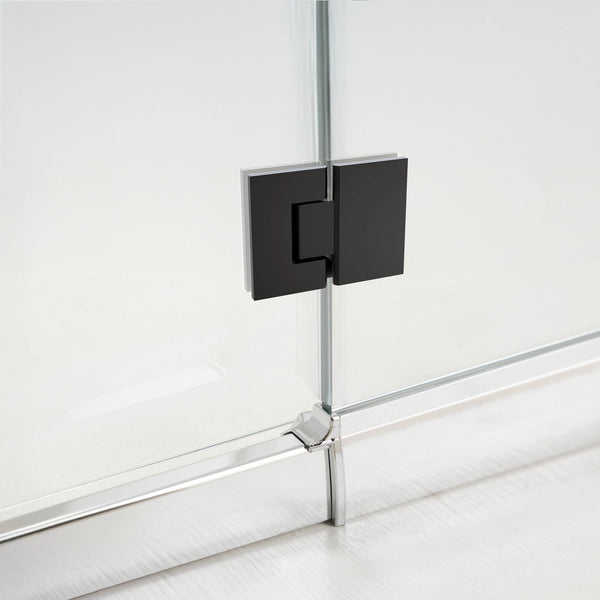 120Cm Frameless Glass Bath Screen With Stainless Steel Brackets Black Shower Enclosures