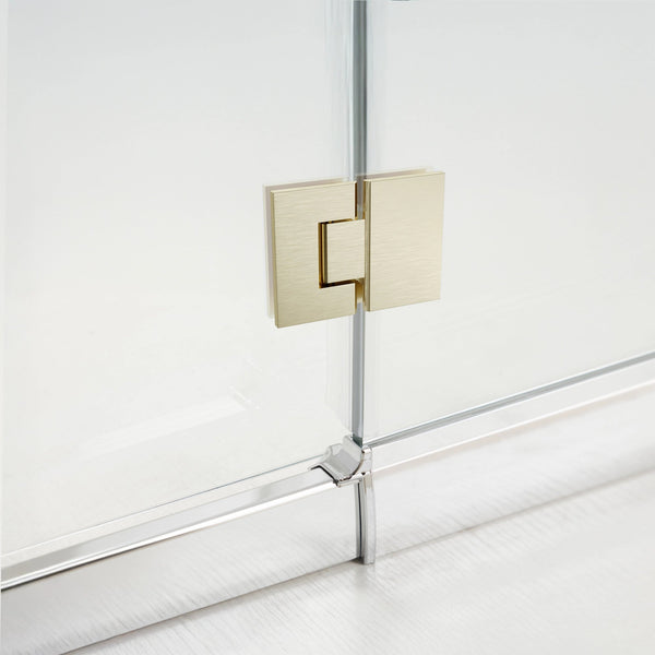 100Cm Frameless Glass Bath Screen With Stainless Steel Brackets Gold Shower Enclosures