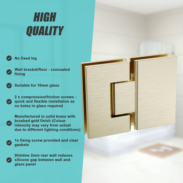 120Cm Frameless Glass Bath Screen With Stainless Steel Brackets Gold Shower Enclosures