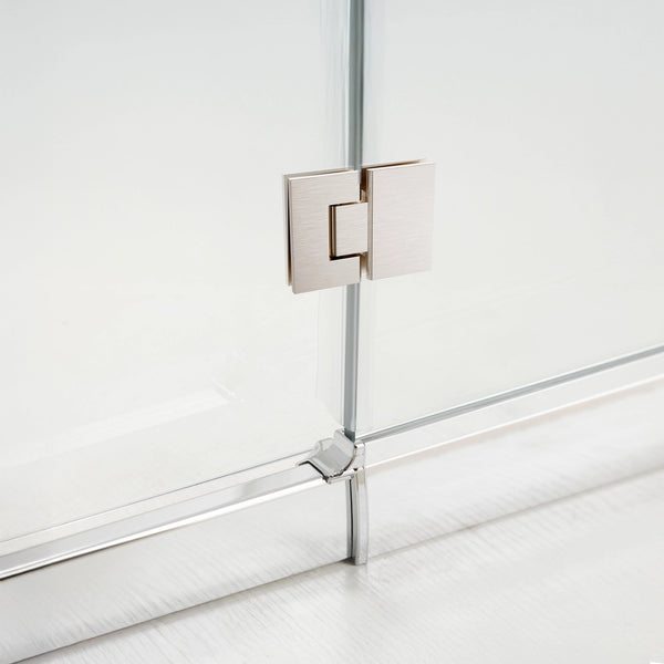 90Cm Frameless Glass Bath Screen With Stainless Steel Brackets Nickel Shower Enclosures