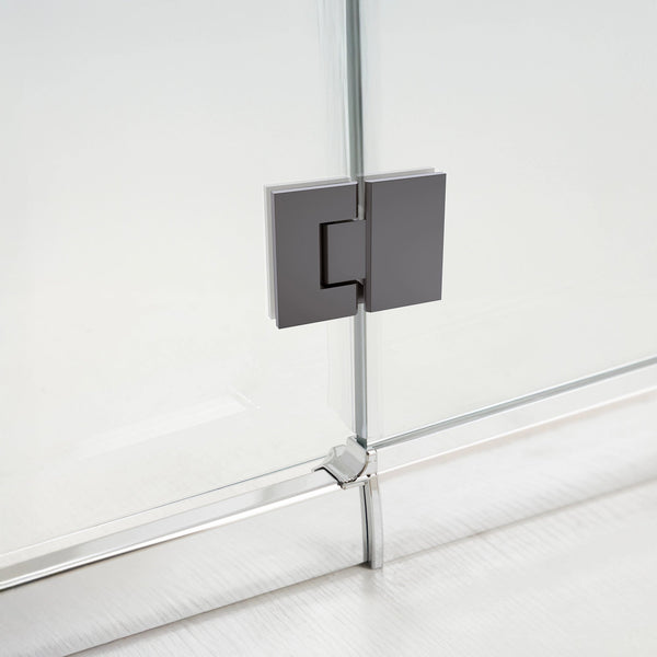 100Cm Frameless Glass Bath Screen With Stainless Steel Brackets Gunmetal Shower Enclosures