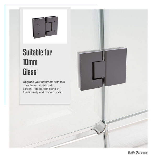 120Cm Frameless Glass Bath Screen With Stainless Steel Brackets Gunmetal Shower Enclosures