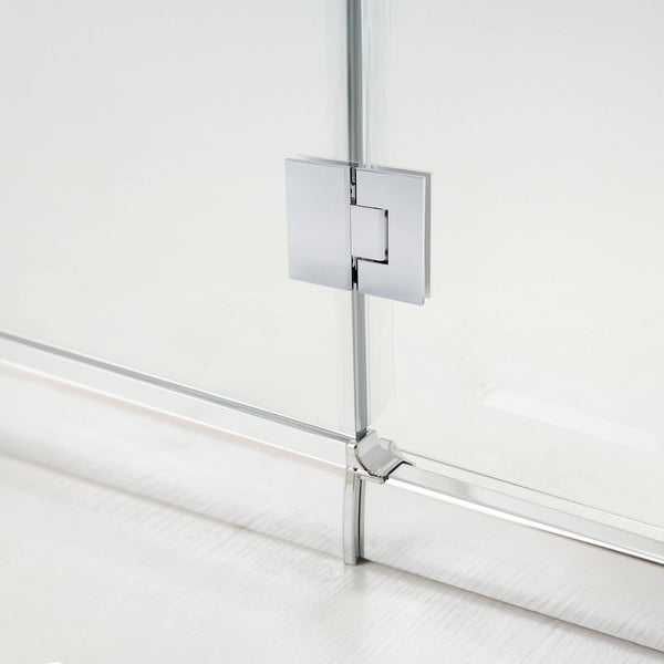 90Cm Frameless Glass Bath Screen With Brass Brackets Chrome Shower Enclosures