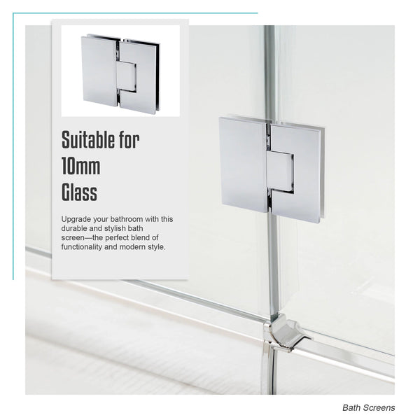 120Cm Frameless Glass Bath Screen With Brass Brackets Chrome Shower Enclosures