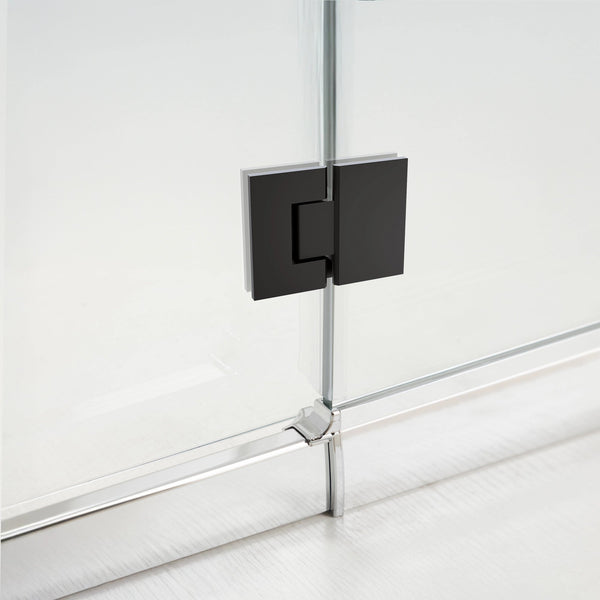 90Cm Frameless Glass Bath Screen With Brass Brackets Black Shower Enclosures
